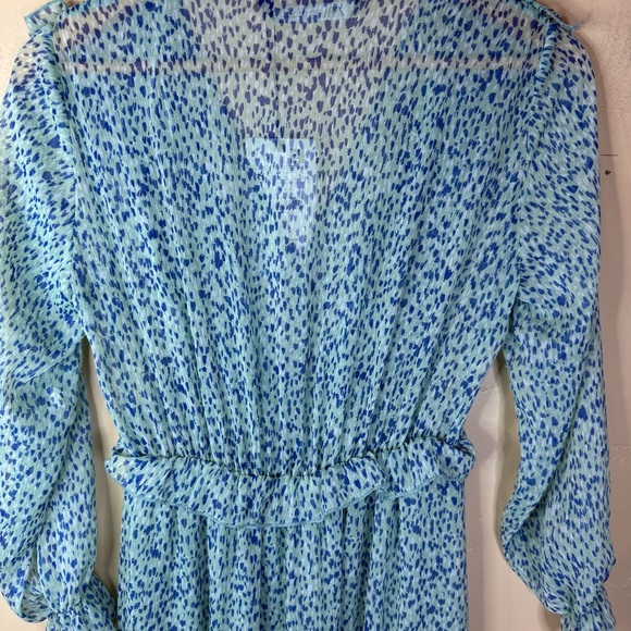 NWT‎ ZARA RUFFLED PRINTED MIDI BLUE GREEN DRESS BLOGGERS SIZE SMALL Cottagecore - Picture 5 of 8